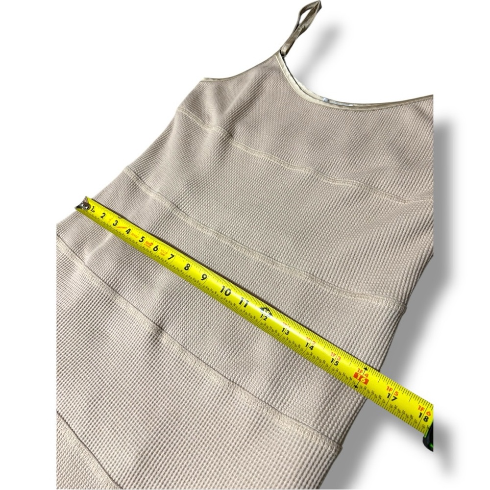 Current Air Cream Waffle Knit Side Slit Thin Strap Sleeveless Mini Dress - Picture 9 of 14